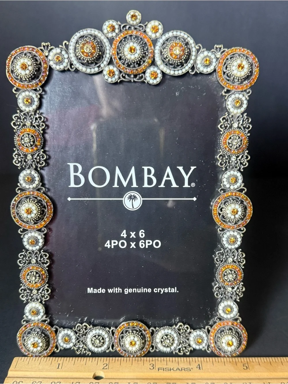 Vintage The Bombay Company 4x6 Crystal Ornate Art deco Picture Frame New no box